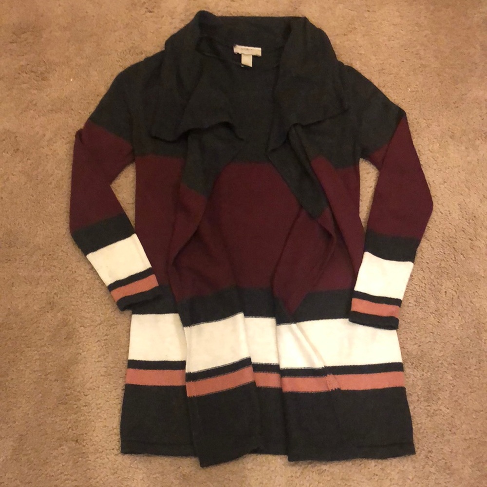 Striped Open Front Sweater